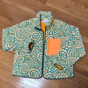 Sundae School Floral Puffer Jacket - Green and Orange